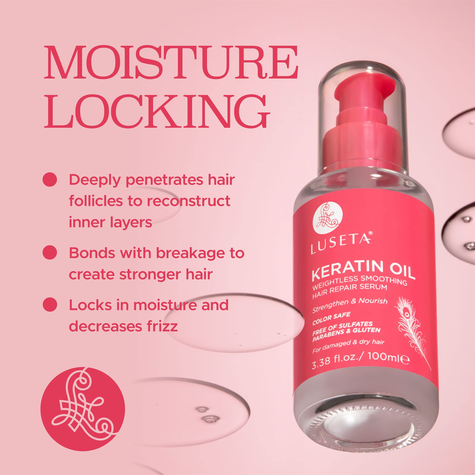 Luseta Keratin Hair Oil Serum providing frizz control and shine