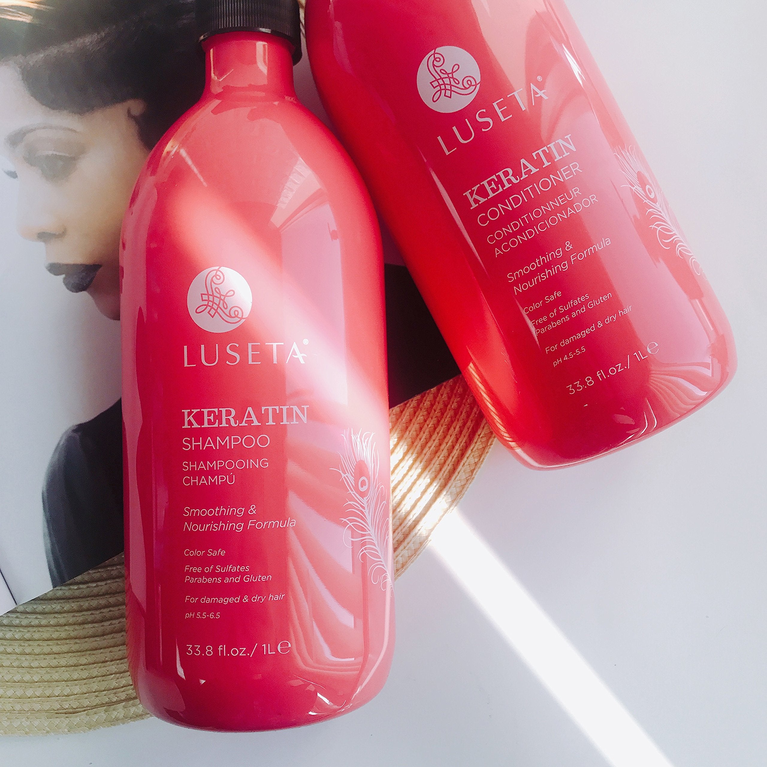 Luseta Keratin Smooth after-use hair shines and feels hydrated.