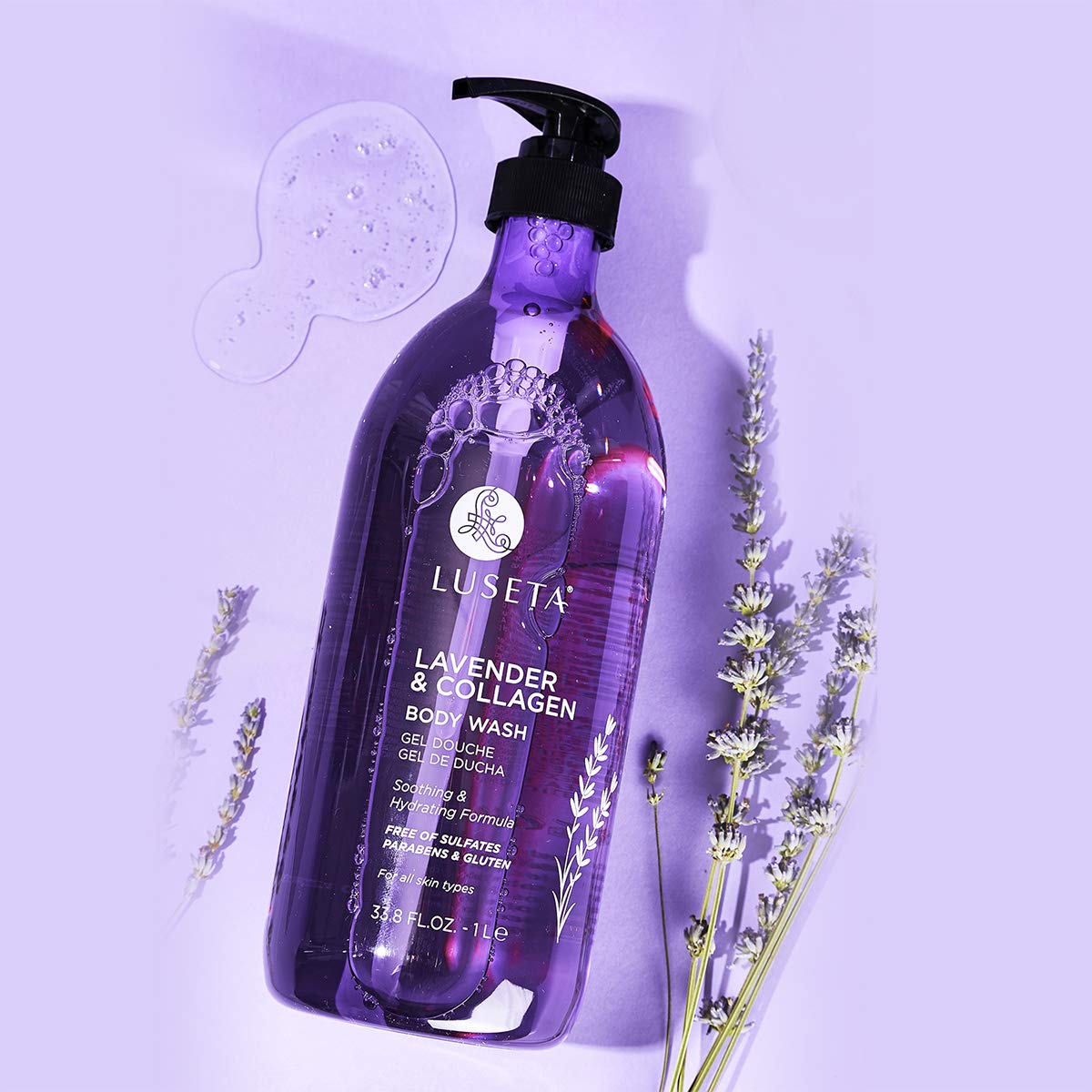 Luseta Lavender Body Wash pump-top for easy daily cleansing