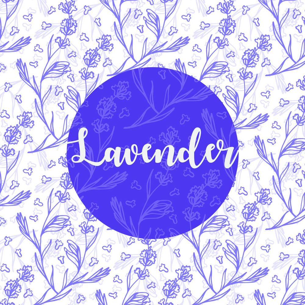 Luseta Lavender bottle on shelf with lavender sprigs