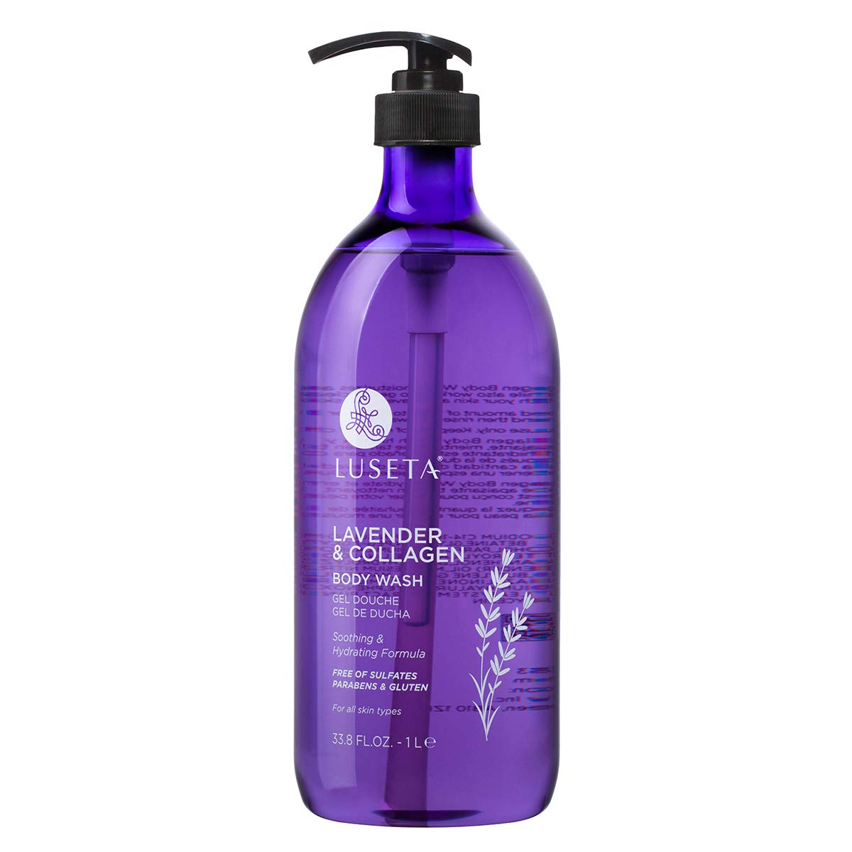 Luseta Lavender Collagen Body Wash bottle 33oz for daily hydration