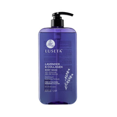 Luseta Lavender & Collagen Body Wash bottle front shows calming hydration.