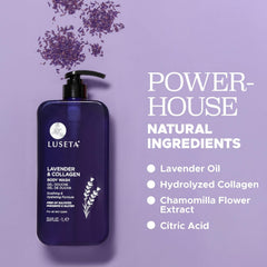 Luseta label detail emphasizes clean, paraben-free formula.