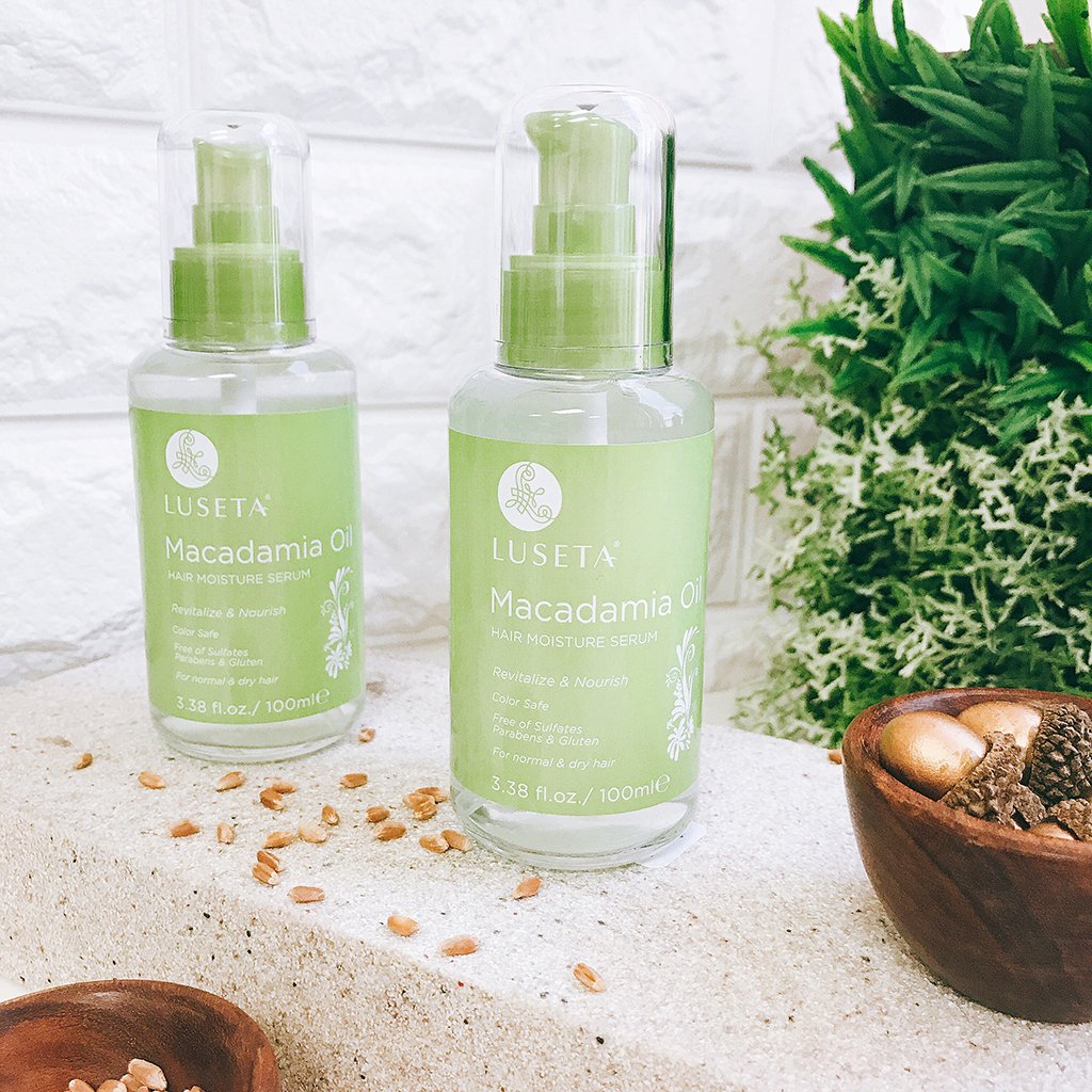 Luseta Macadamia Oil Serum on towel-dried hair adds conditioning and frizz control
