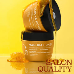L Luseta Manuka Honey Hair Mask application scene demonstrates smooth, frizz-minimizing outcomes.