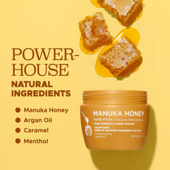 L Luseta Manuka Honey Hair Mask texture closeup highlights honey-argan infusion.