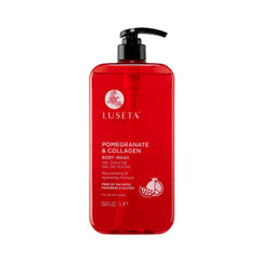 Luseta Pomegranate and Collagen Body Wash bottle for nourishing cleanse