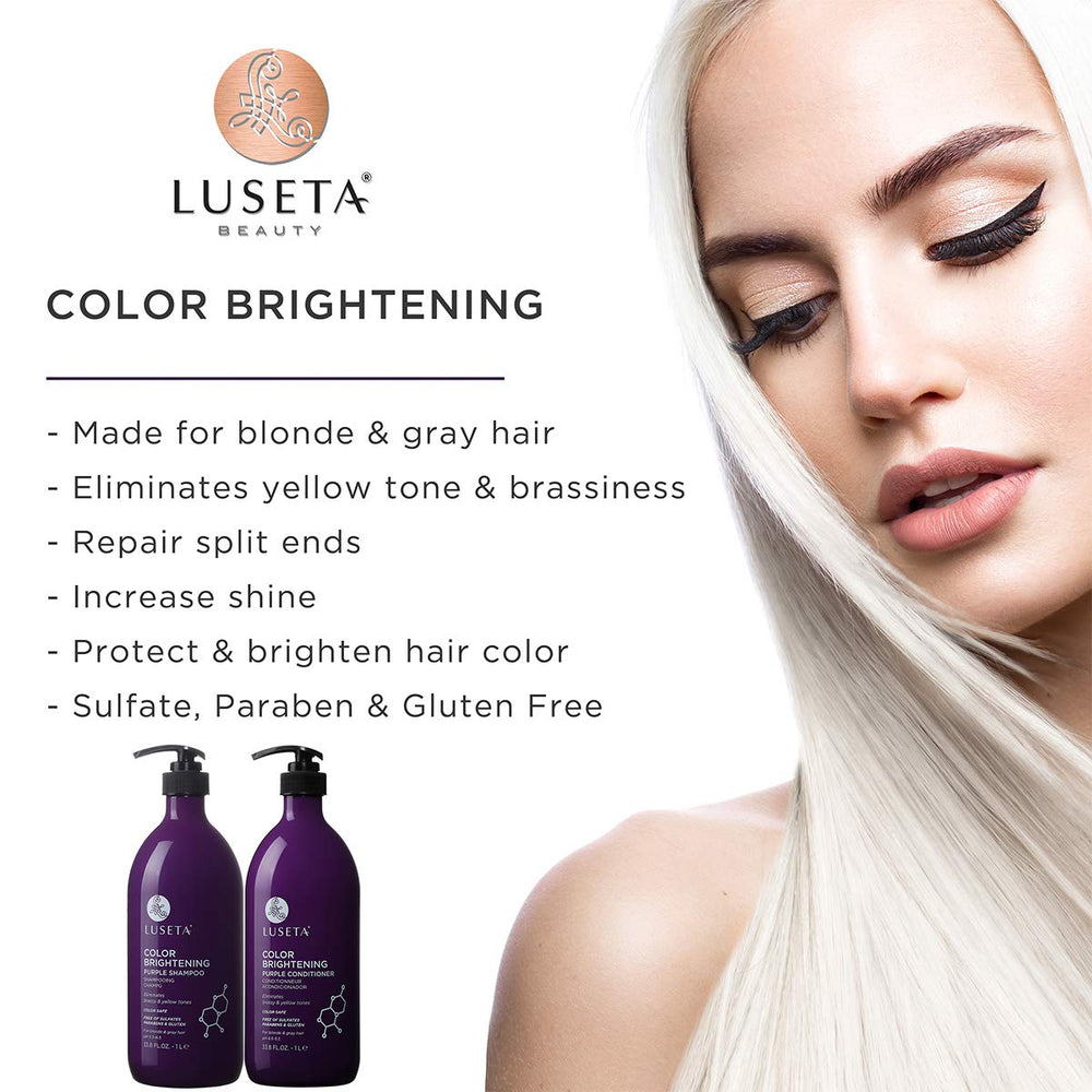 Luseta Purple Conditioner bottle top showing sulfate-free formula for gentle color care