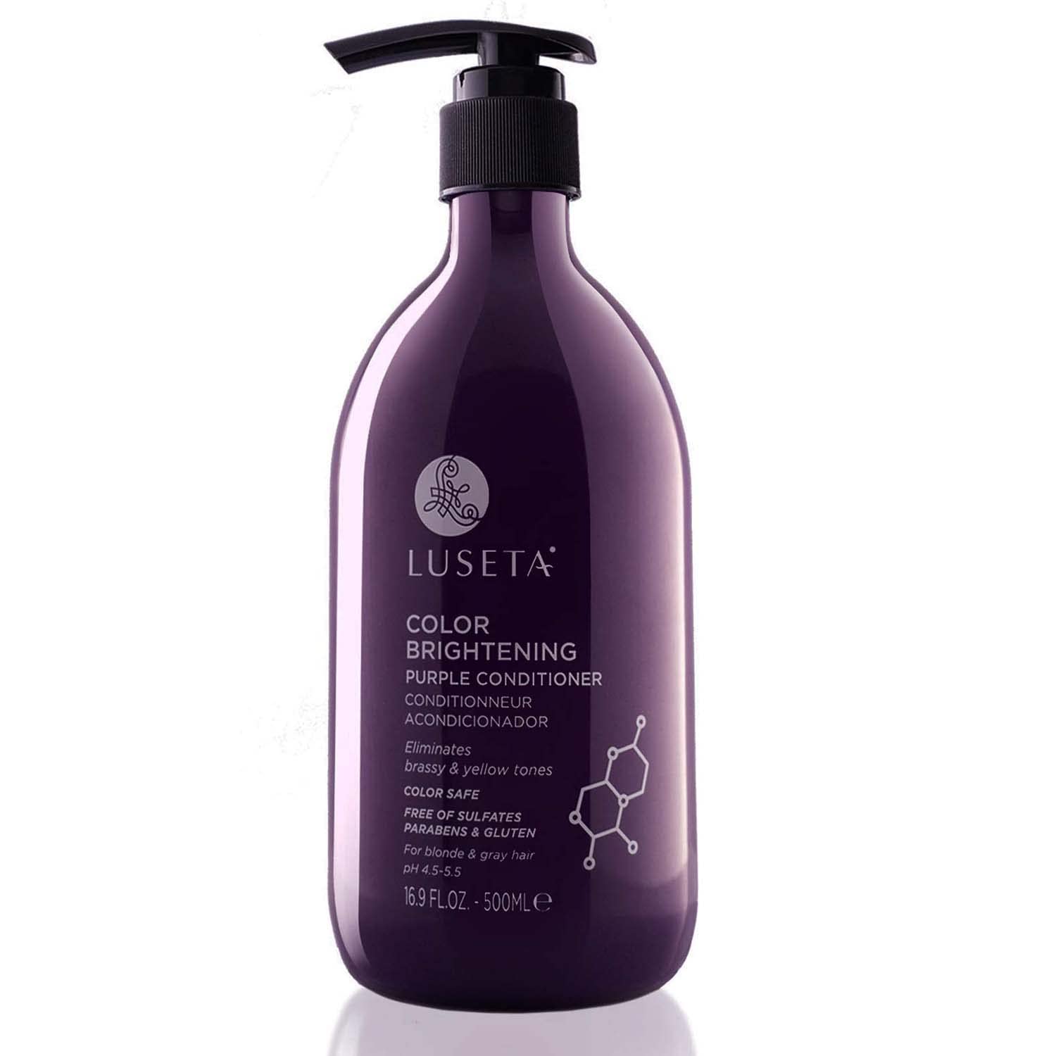 L Luseta Purple Conditioner bottle front showcases color protection and premium shine.