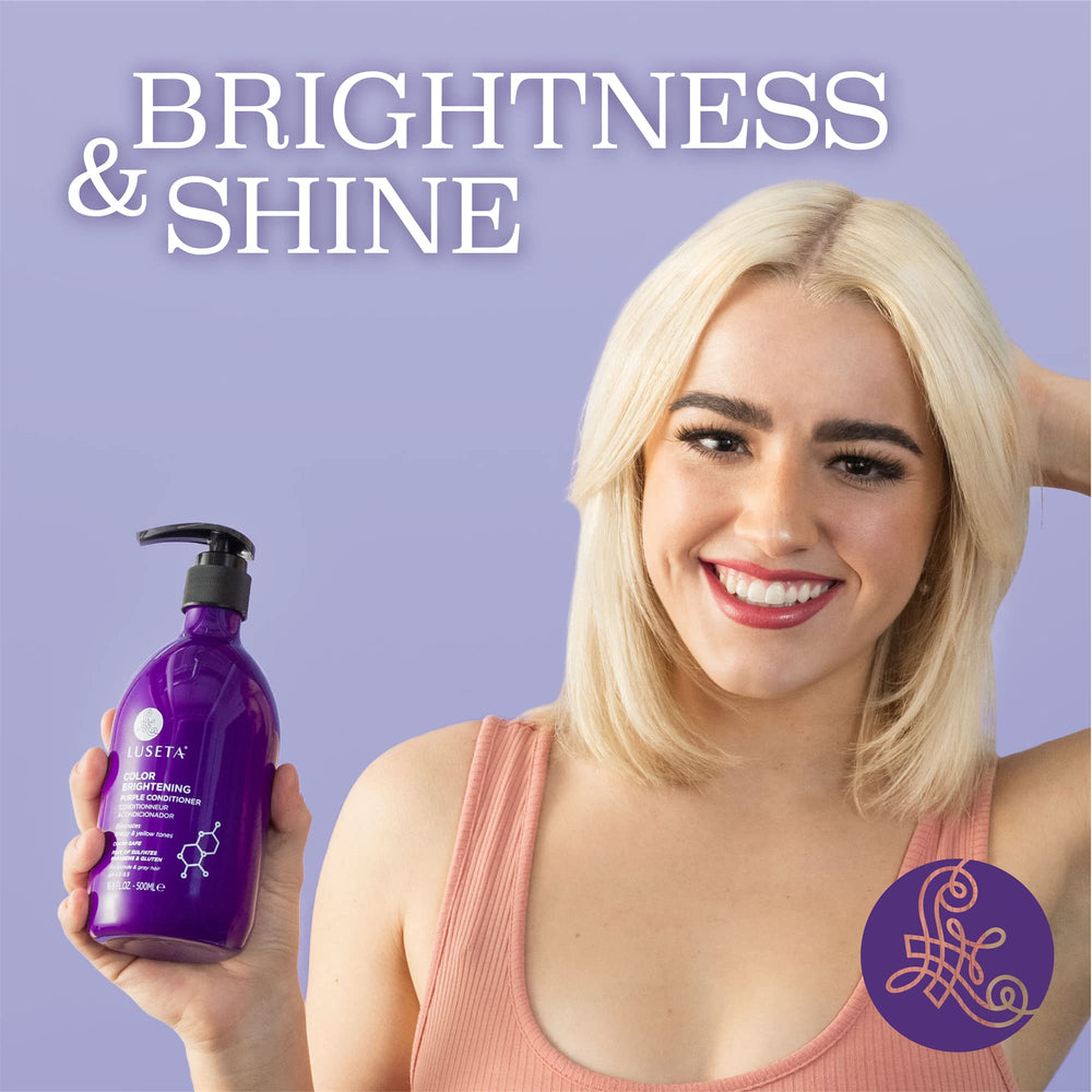 L Luseta Purple Conditioner hair application demonstrates detangling during shower routine.