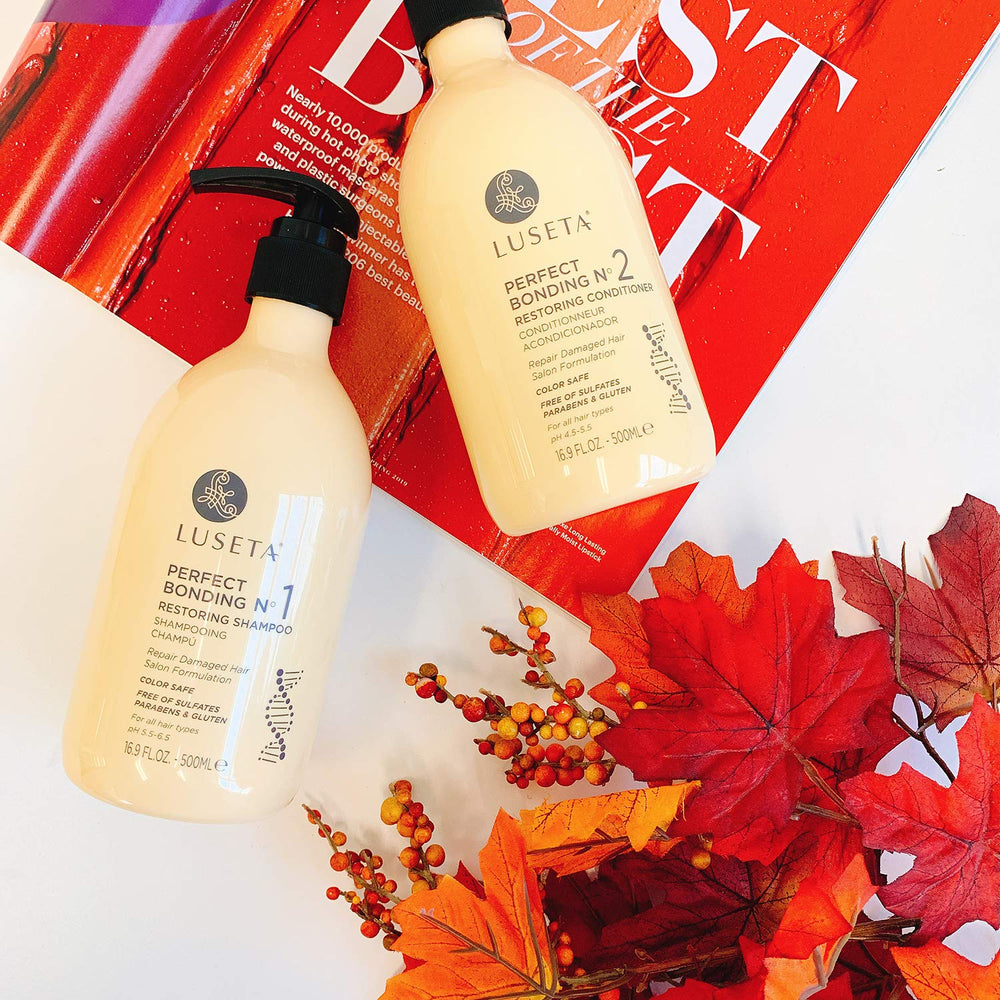 Luseta quinoa seed extract ingredient, highlighting natural strengtheners that help repair damaged strands.