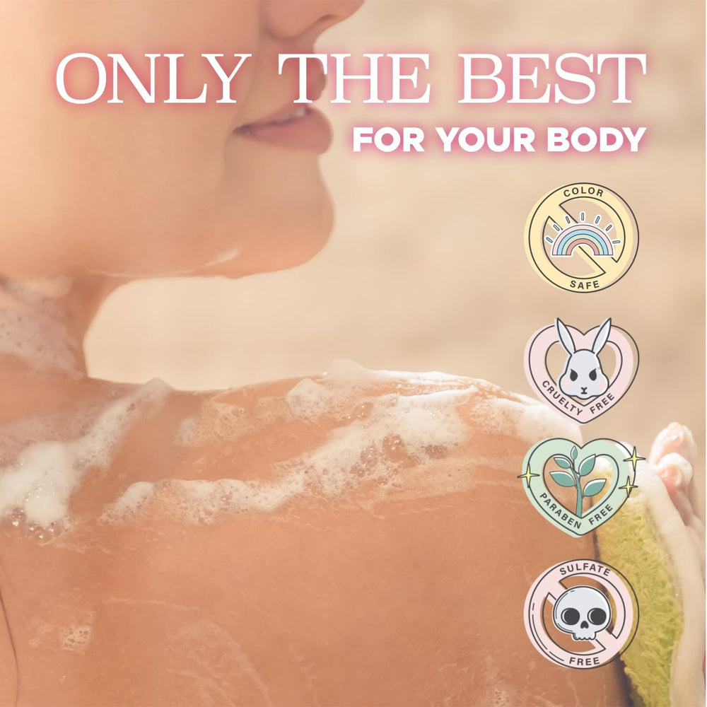 Luseta Rose Oil Body Wash creamy lather shown on skin for nourishment.