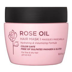 Luseta Rose Oil Hair Mask bottle close-up showing product details and hydration focus