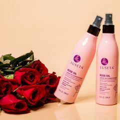 Luseta Rose Oil Leave-In on damp or dry hair reduces tangles
