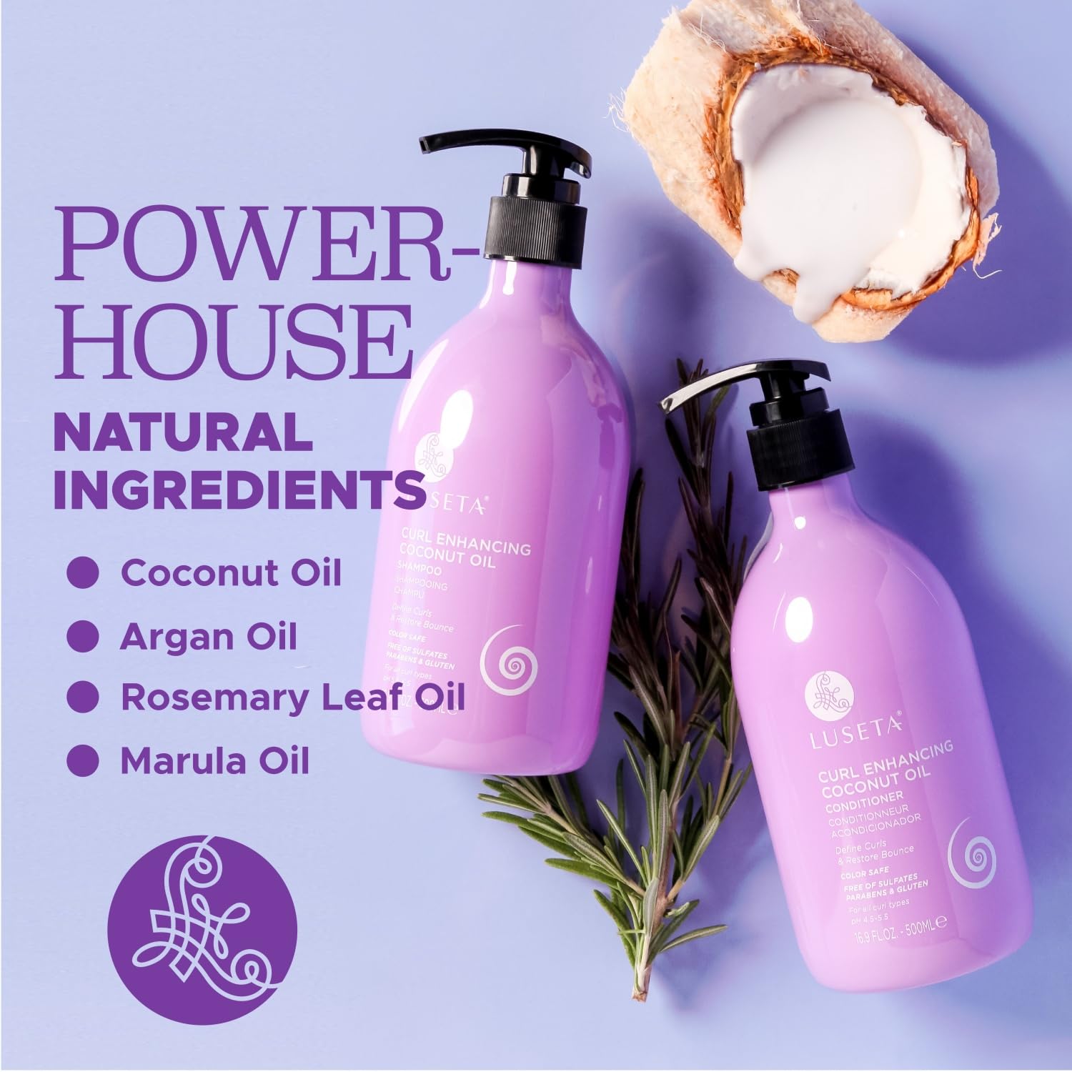 Luseta Rosemary Leaf Oil dropper signals potential scalp nourishment.