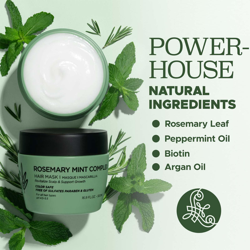 Luseta Rosemary Mint Hair Mask packaging highlighting color-safe formulation for all hair types.