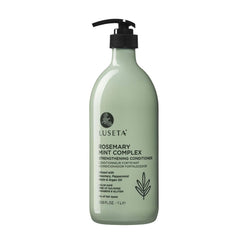 Luseta Rosemary Mint Strengthening Conditioner bottle close-up for detangled, shiny hair.