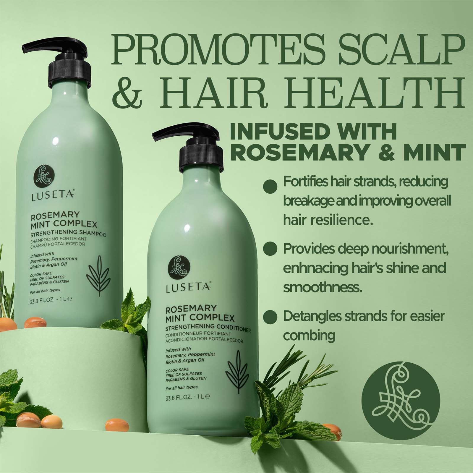 Luseta Rosemary Mint Strengthening Conditioner bottle for detangling and shine