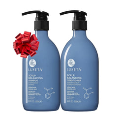 Luseta salicylic acid shampoo bottle shown for clarifying scalp buildup gently