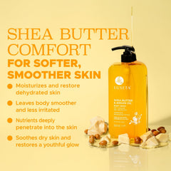Luseta Shea Butter Argan Oil Body Wash bottle pour demonstrating silky texture