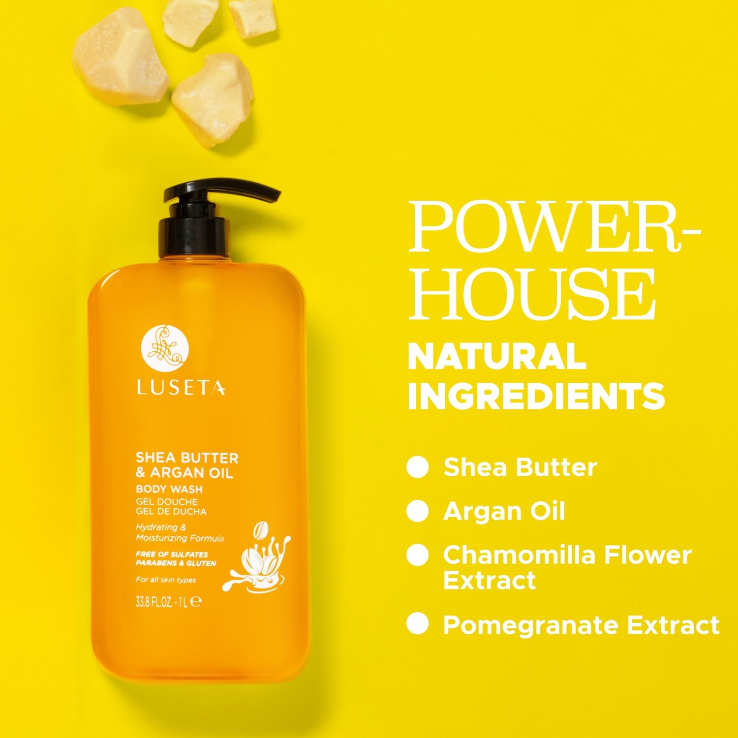 Luseta Shea Butter Argan Oil Body Wash application during shower promotes softness