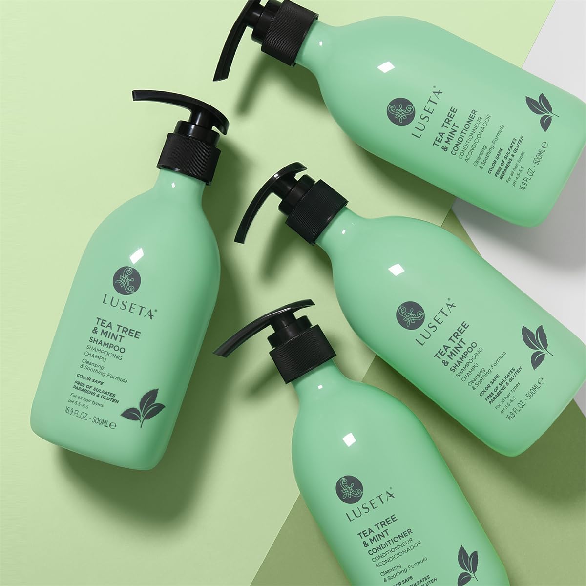 Luseta Tea Tree Mint duo on shower shelf signals daily refreshment