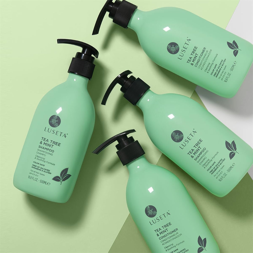 Luseta Tea Tree Mint duo on shower shelf signals daily refreshment