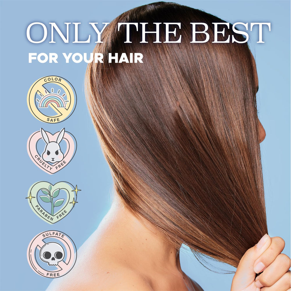Luseta sulfate-free formula bottle signaling gentle, keratin-safe care.
