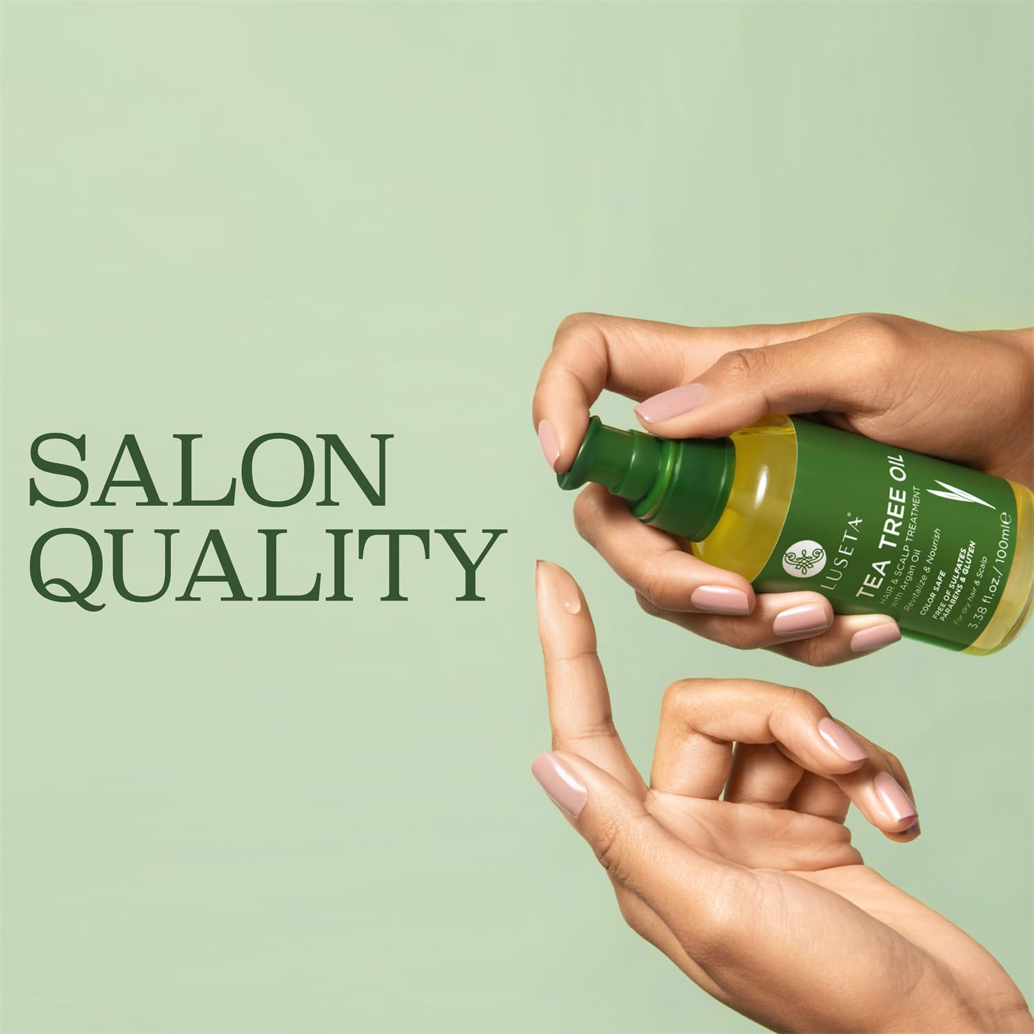 After-wash shine with Luseta Tea Tree Oil on smooth hair.