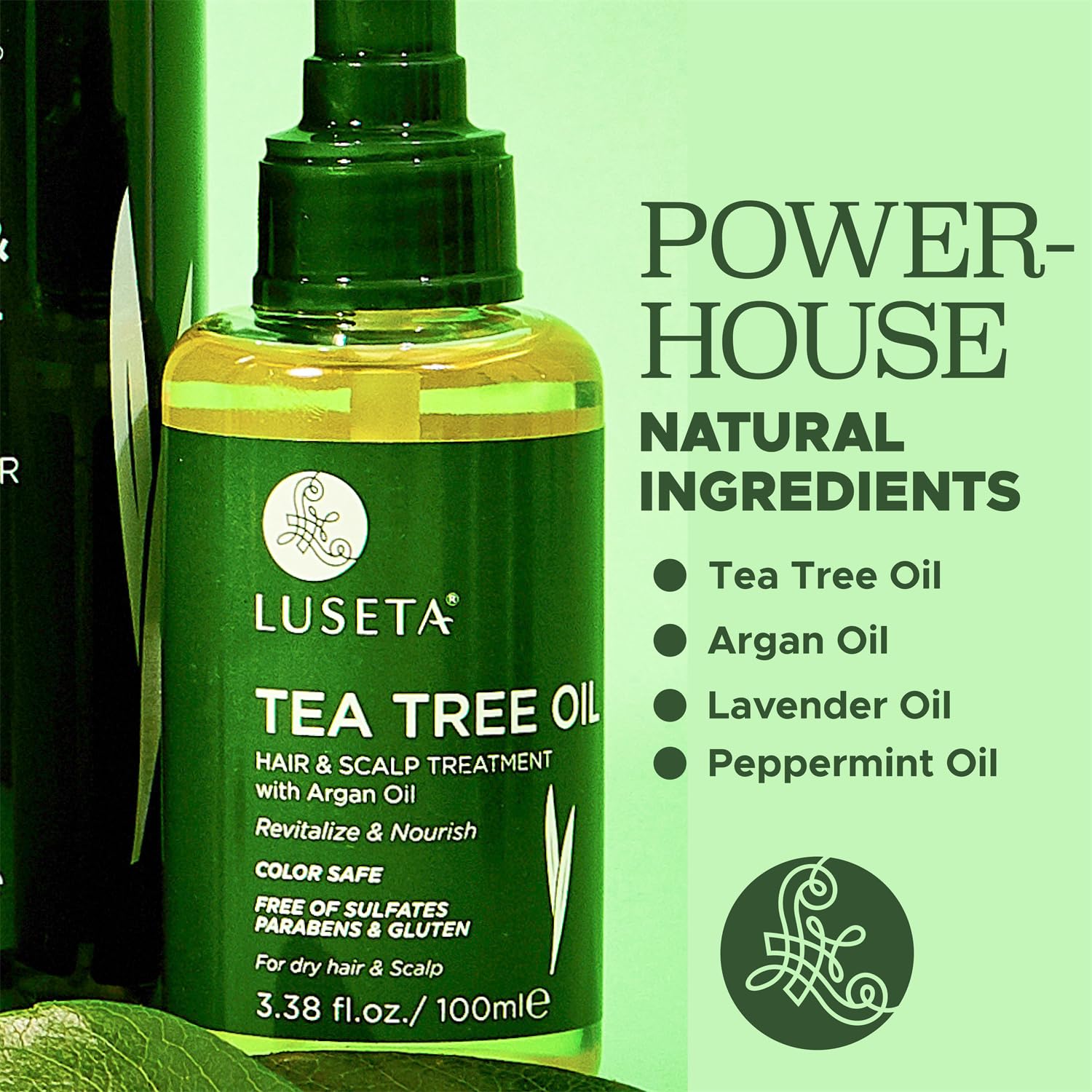Packaging of Luseta Tea Tree Oil ready for daily use.