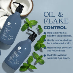 Luseta tea tree oil shampoo label close-up suggesting soothing scalp action