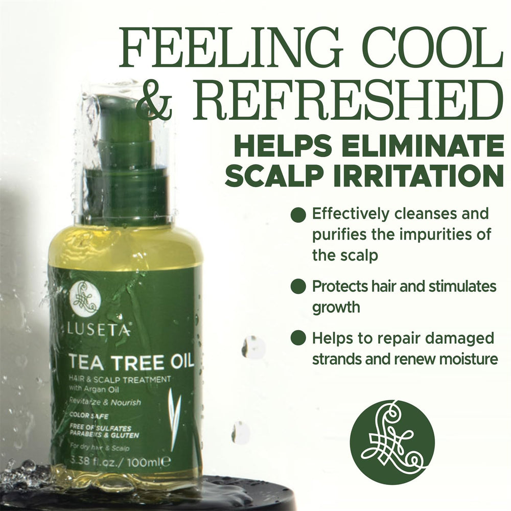 Texture of Luseta Tea Tree Oil shown as a lightweight, non-greasy serum.