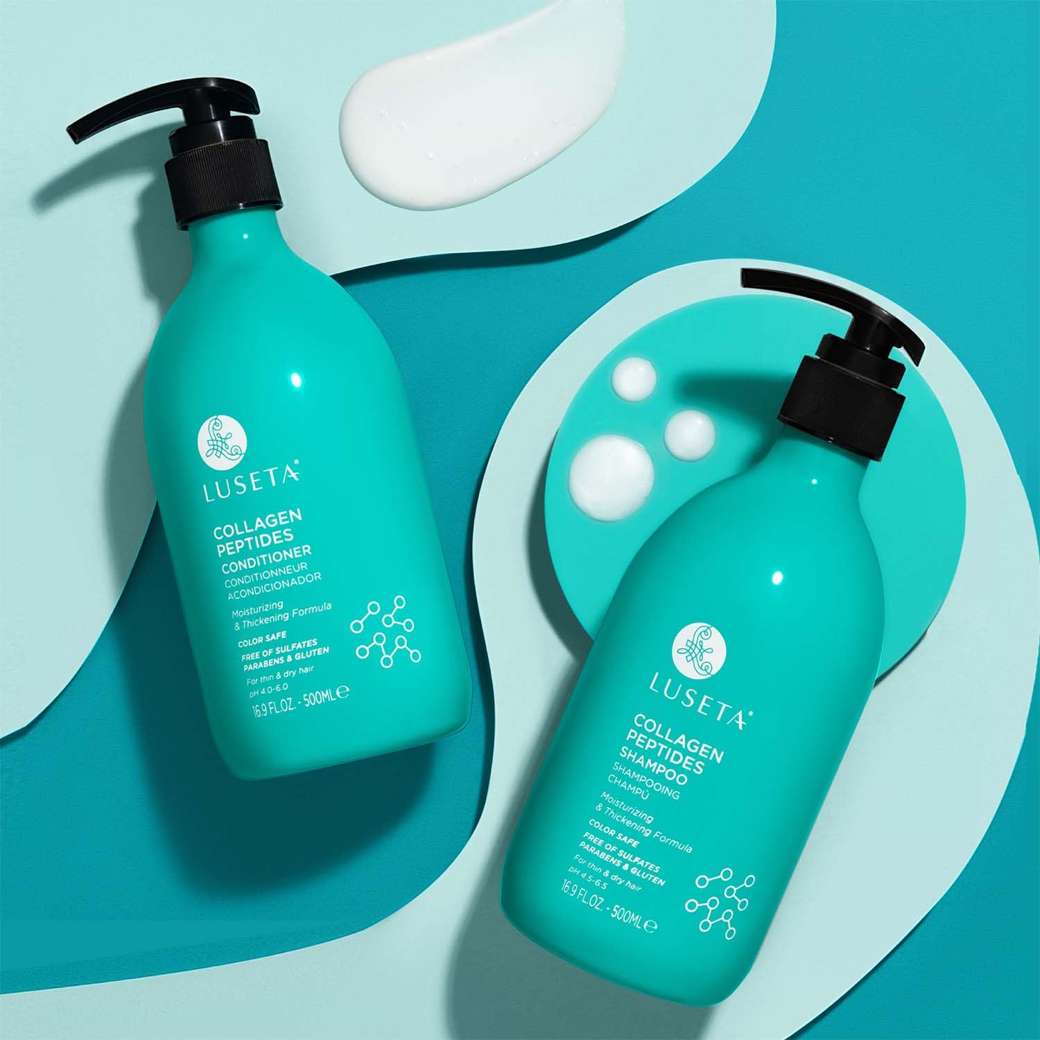Luseta Thickening Conditioner bottle front view emphasizes moisture for smooth strands.