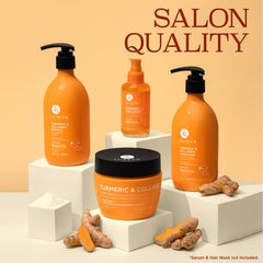 Luseta turmeric collagen shampoo foam close-up emphasizing luxurious lather.