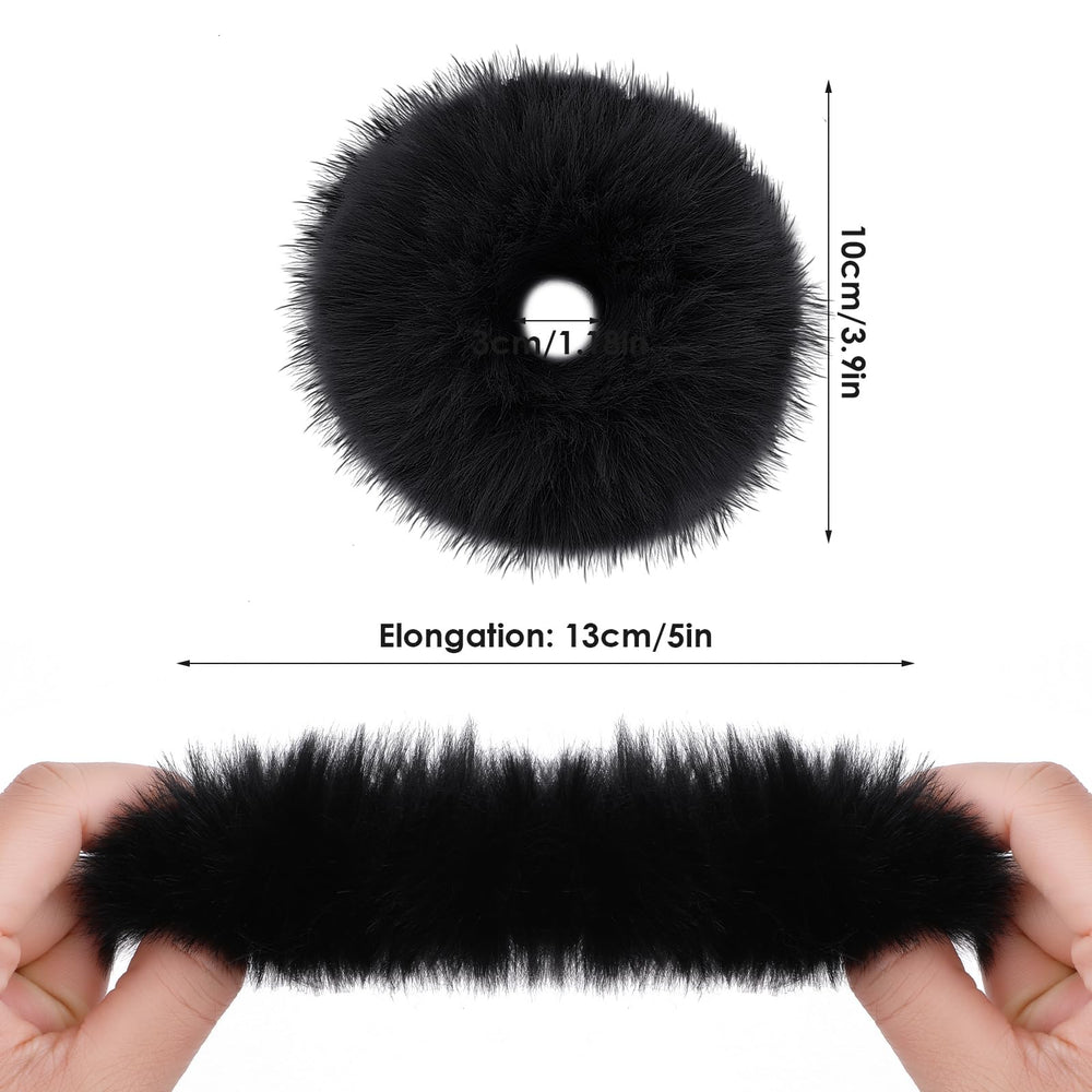 Lusofie faux rabbit fur hair tie closeup showing plush texture