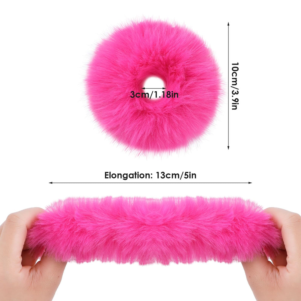 Lusofie faux rabbit fur hair ties add soft texture to ponytails