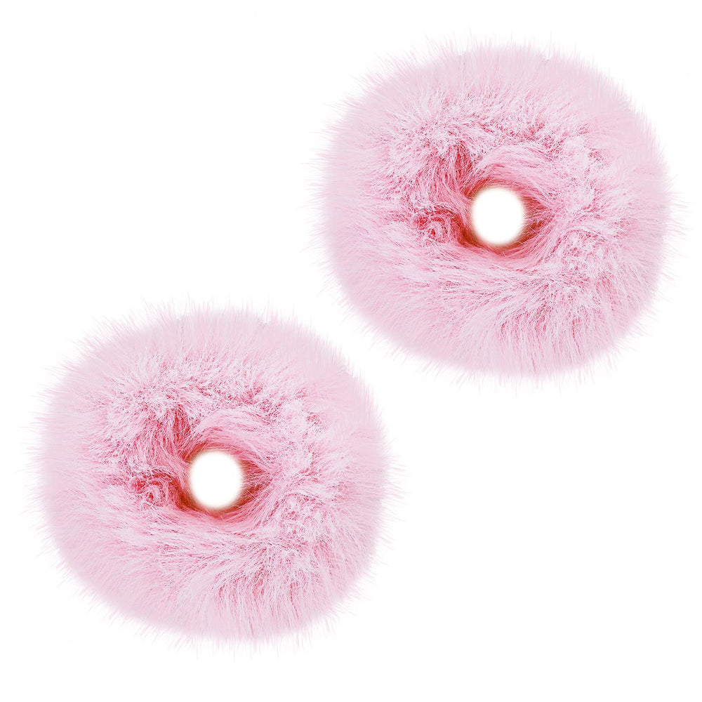 Lusofie pink pompom hair tie kid-friendly and gentle on hair