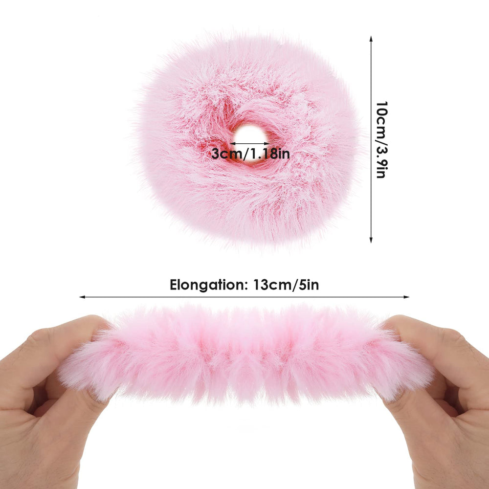 Lusofie pink pompom hair tie worn on ponytail for secure styling