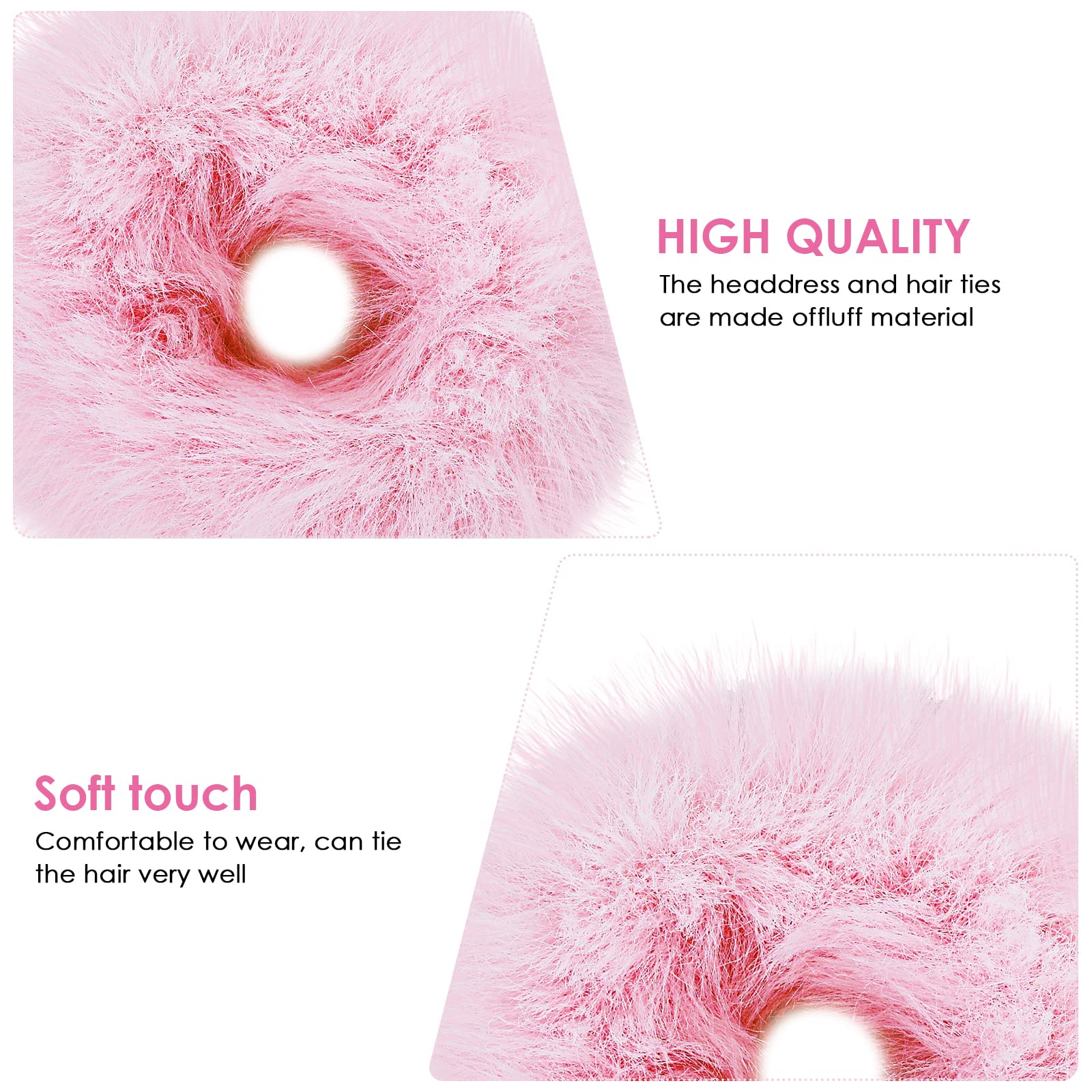 Lusofie pink pompom hair tie set of two for versatile wear
