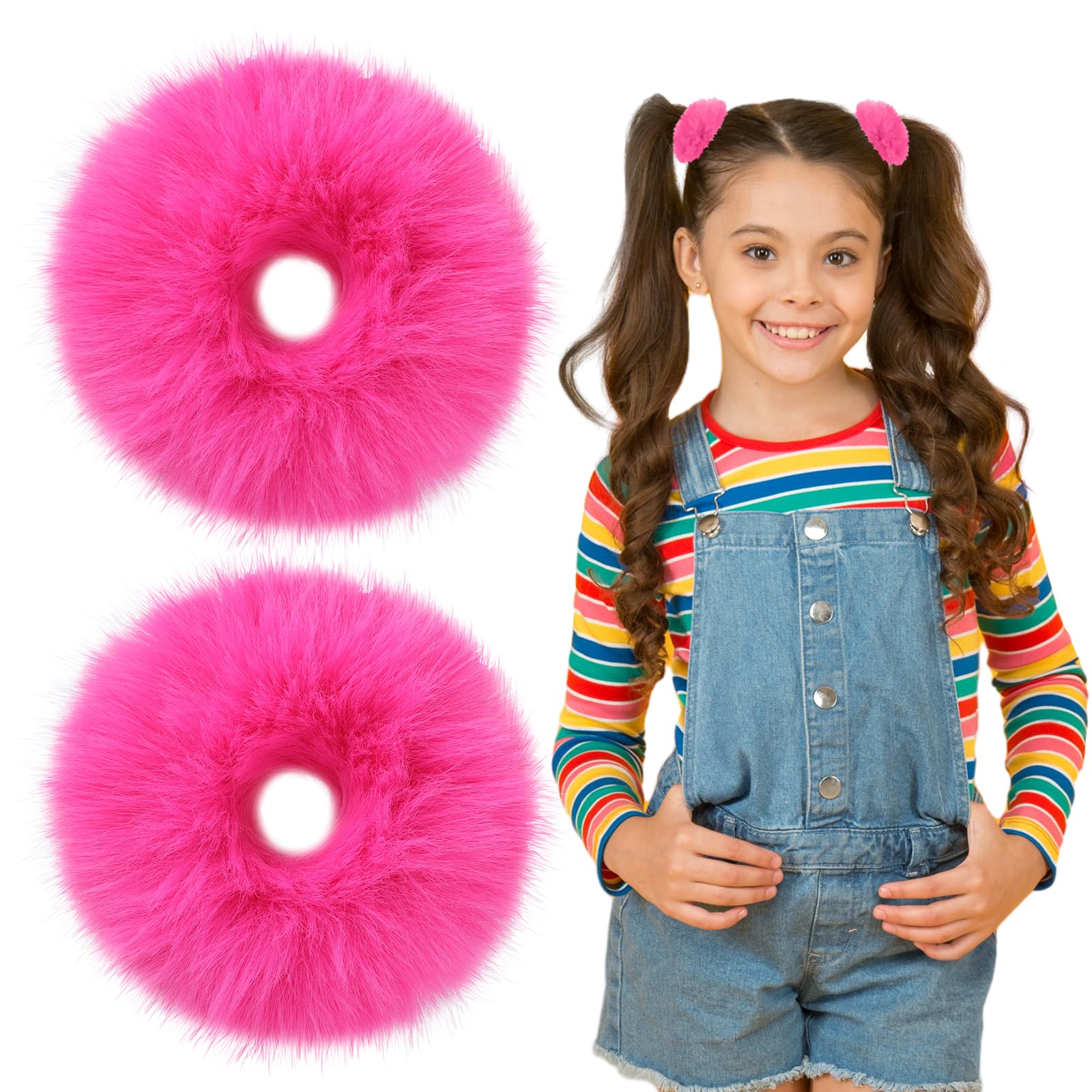 Lusofie pompom hair ring for kids, perfect for double ponytails