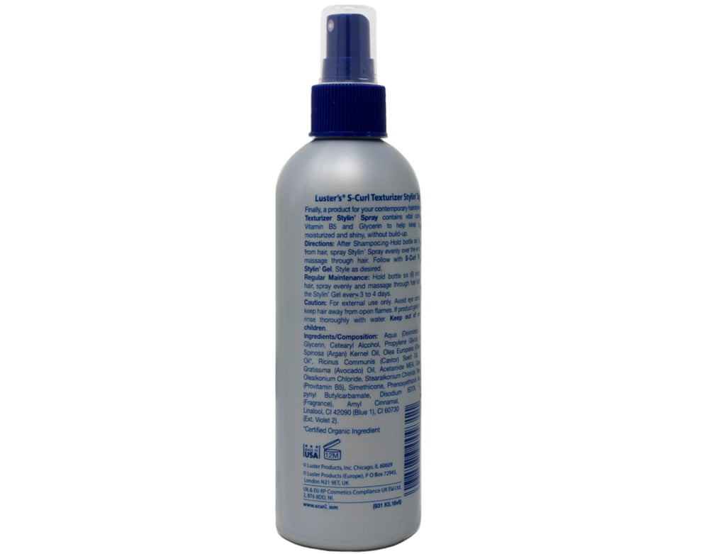 Luster S Curl Texturizer Spray defines waves for lasting texture with a soft, natural finish.