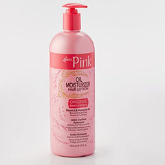 Luster's Pink Oil Moisturizer texture swatch demonstrates smooth, manageable hair.