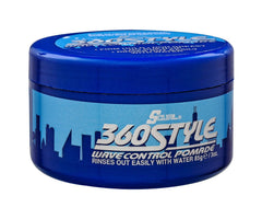 Luster's S-Curl 360 Wave Control Pomade jar front view showing the product for defined waves