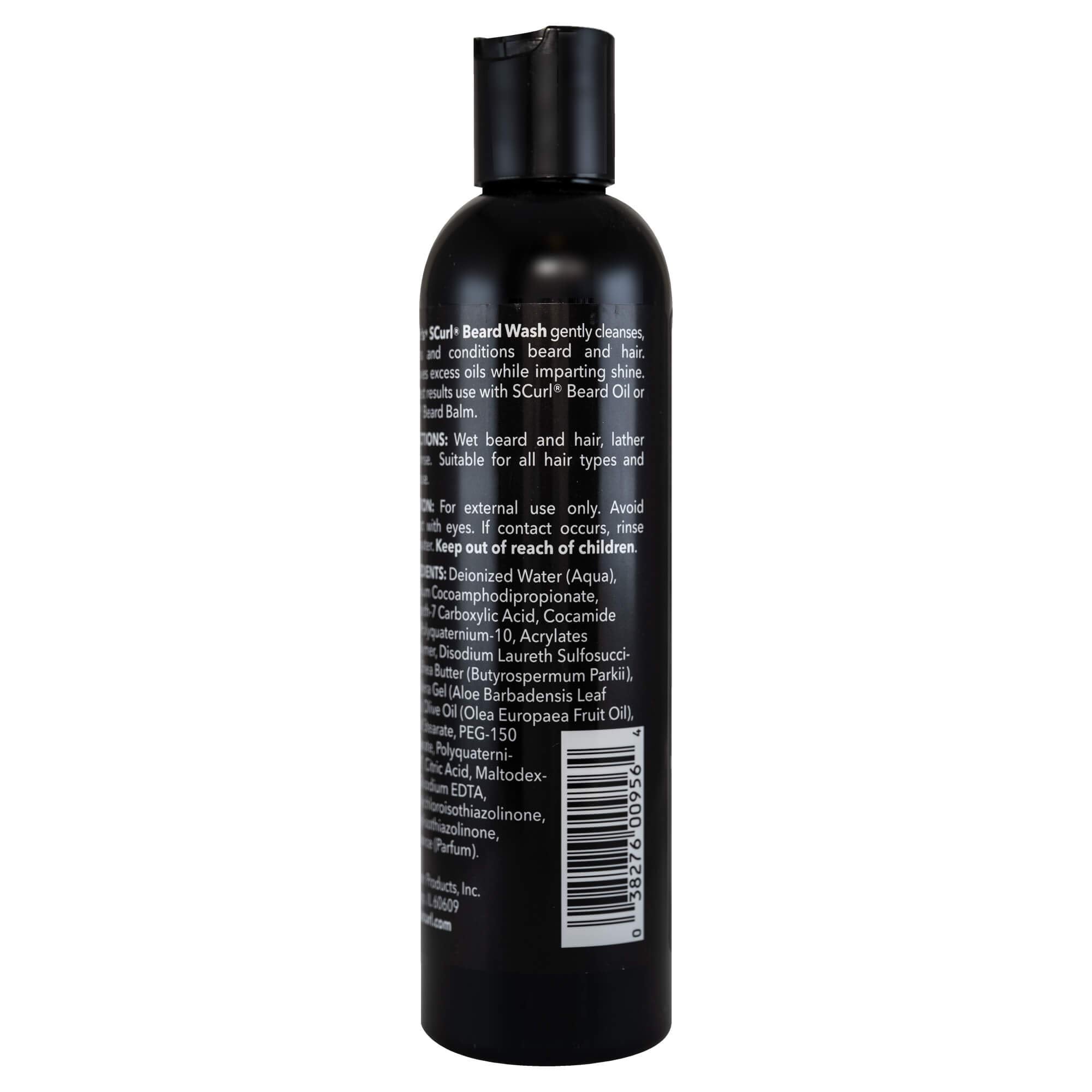 SCurl Beard Wash pump bottle dispenses sulfate-free formula for daily use.