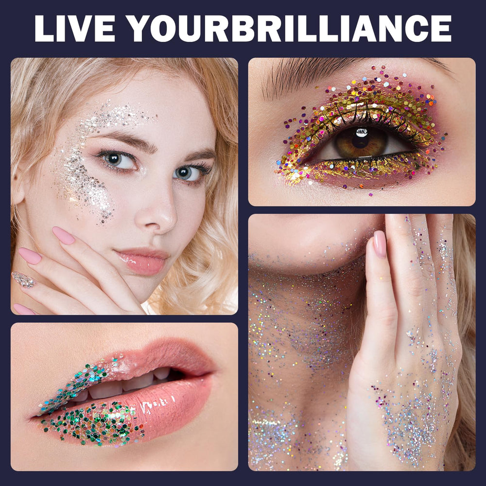 LUV glow on cheekbones and eyes enhances features with shine
