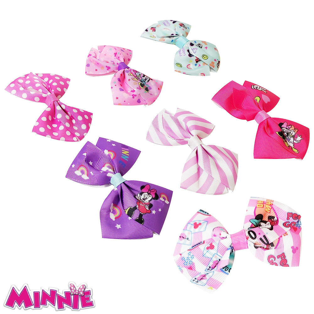 Luv Her Minnie Mouse bow with alligator clip close-up for secure hold.