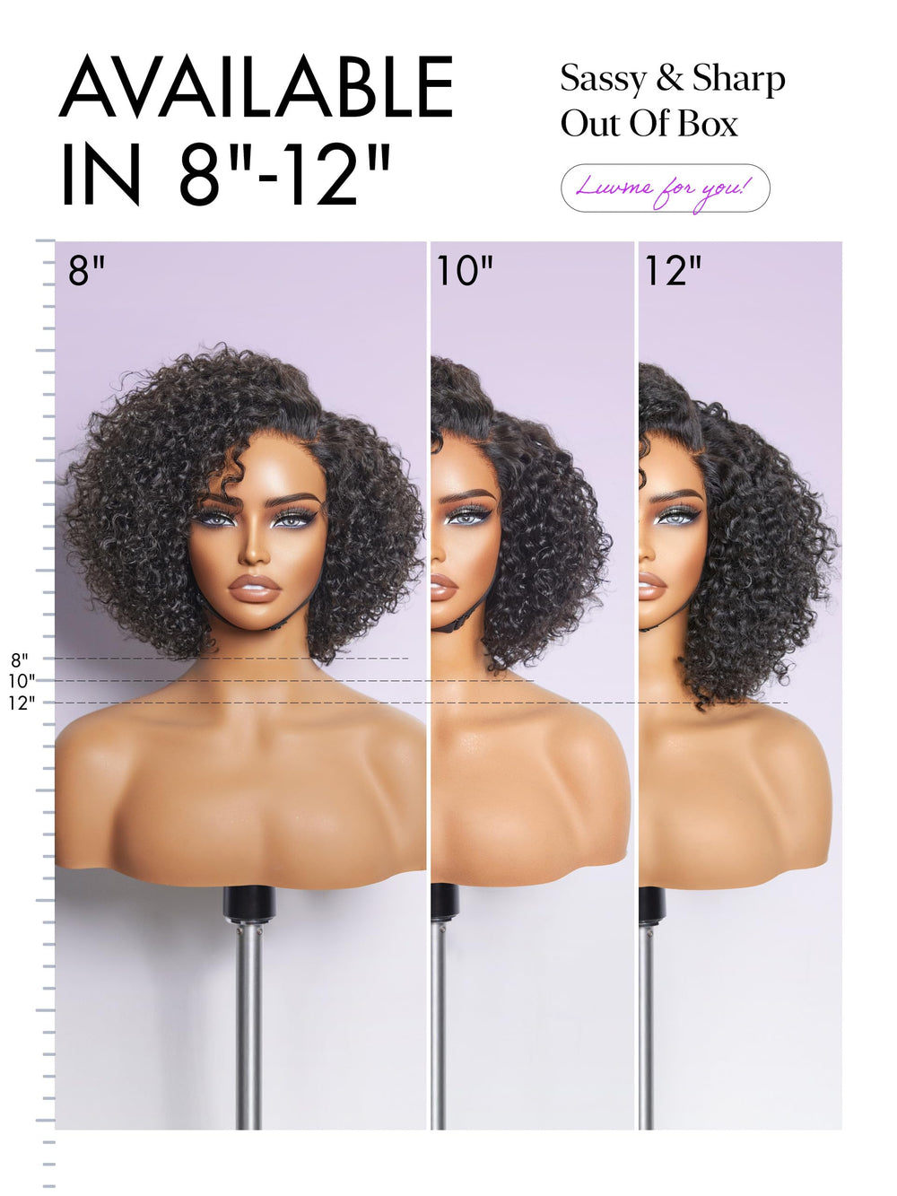 LUVME HAIR 10-inch curly wig suitable for varied styling options.