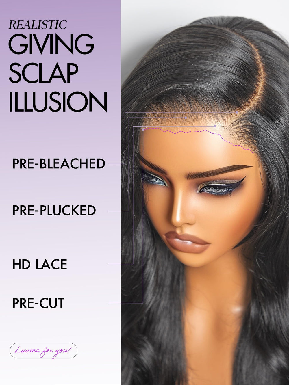 LUVME HAIR 22-inch natural black lace front for long, seamless style
