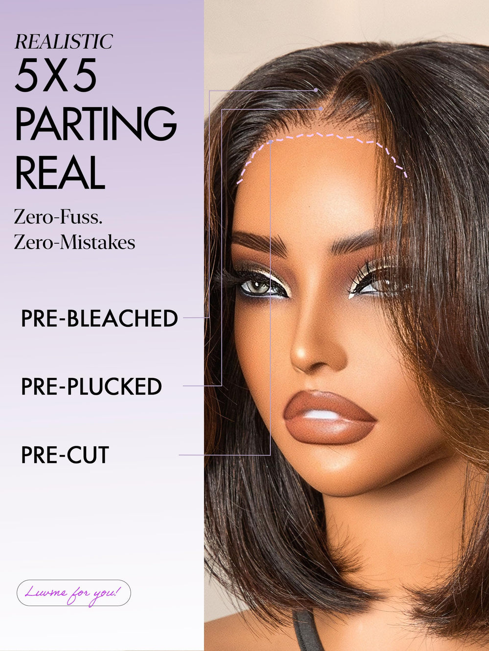 LUVME HAIR glueless wig cap construction enables quick on and off secure fit.