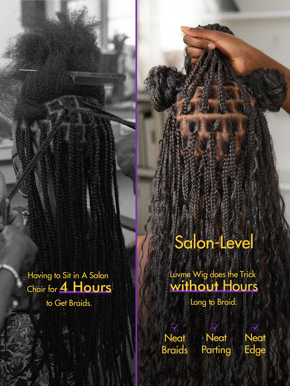 LUVME HAIR Readitress 200% density braids add fullness and volume.